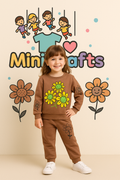 MniCrafts Premium Daisy Brown Co-ord Set – Ultra-Soft Cotton Fleece | Cute, Cozy & Comfortable Daily Wear for Girls