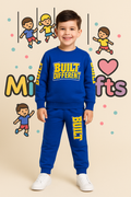 MniCrafts Premium “Built Different” Royal Blue Co-ord Set – Ultra-Soft Cotton Fleece | Stylish & Cozy Daily Wear for Kids