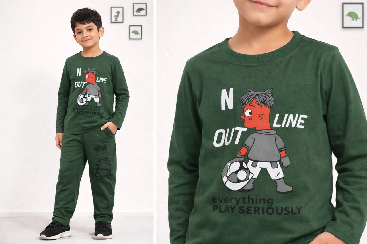 Boys Champion Style Football Print Premium Summer Cotton Co-Ord Set