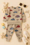 ⭐ Mini Crafts “Surf’s Up Cars” Fleece Track Suit – Beige