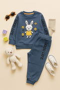 ⭐ Mini Crafts Good Life Blue Bunny Fleece Co-ord Set – Warm & Adorable Winter Wear for Kids