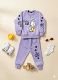 MniCrafts PremMiniium Daisy Duck Lavender Co-ord Set – Ultra-Soft Cotton Fleece | Cute & Cozy Daily Wear for Kids