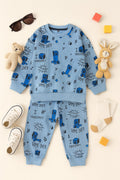 ⭐ Pixel Gamer Blue Co-ord Set for Kids – Soft Cotton Casual Wear (Game Over Edition)